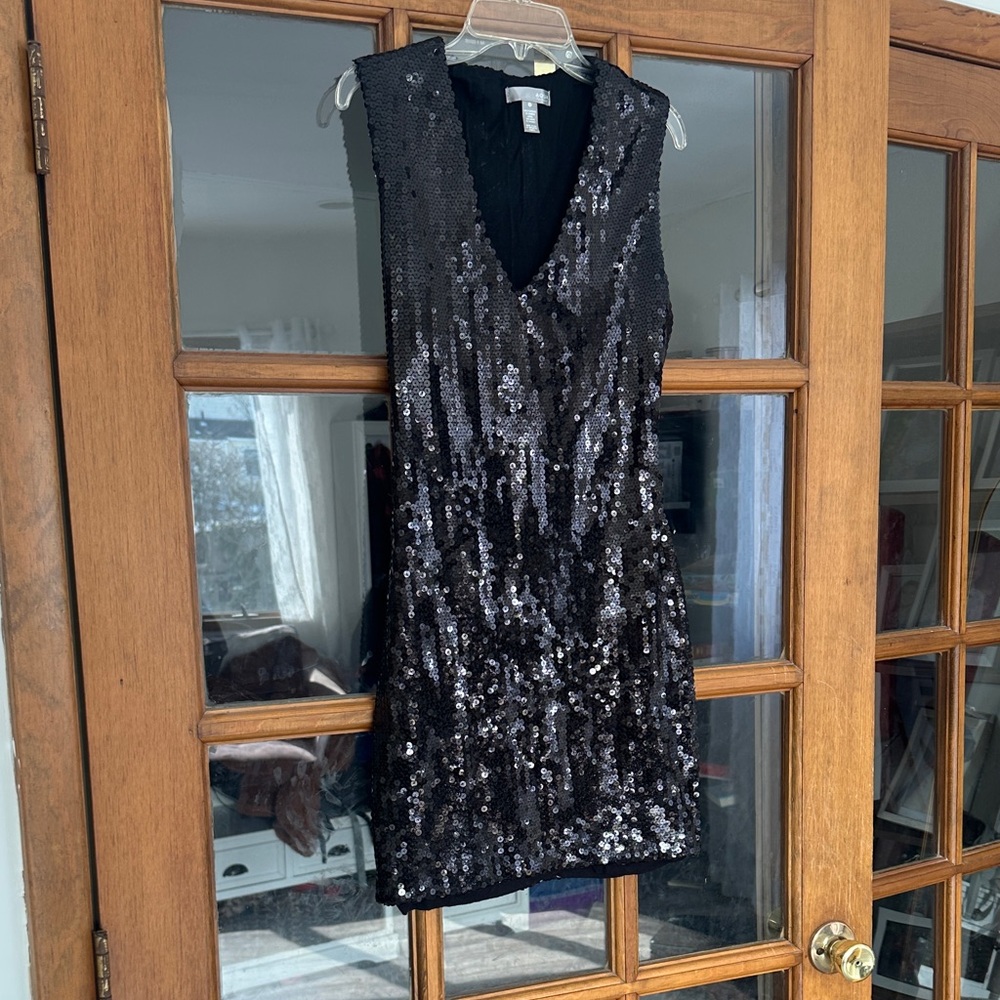 Aqua Black Sequin Mini Dress